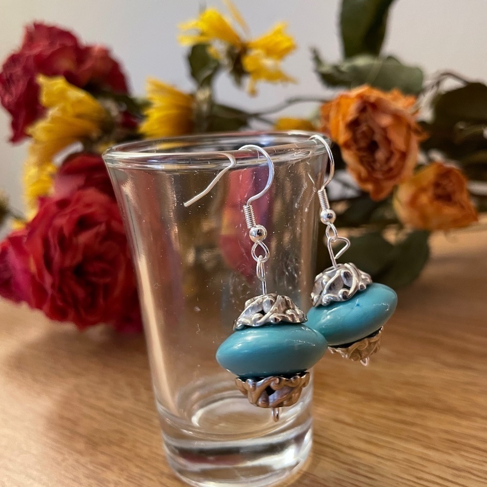 Aqua Sphere Beaded Earrings